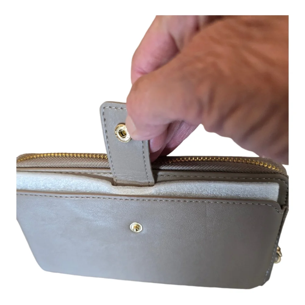 Badgley Mischka Wallet Long with Phone Pocket Wristlet Taupe 8" x4" - Picture 6 of 14